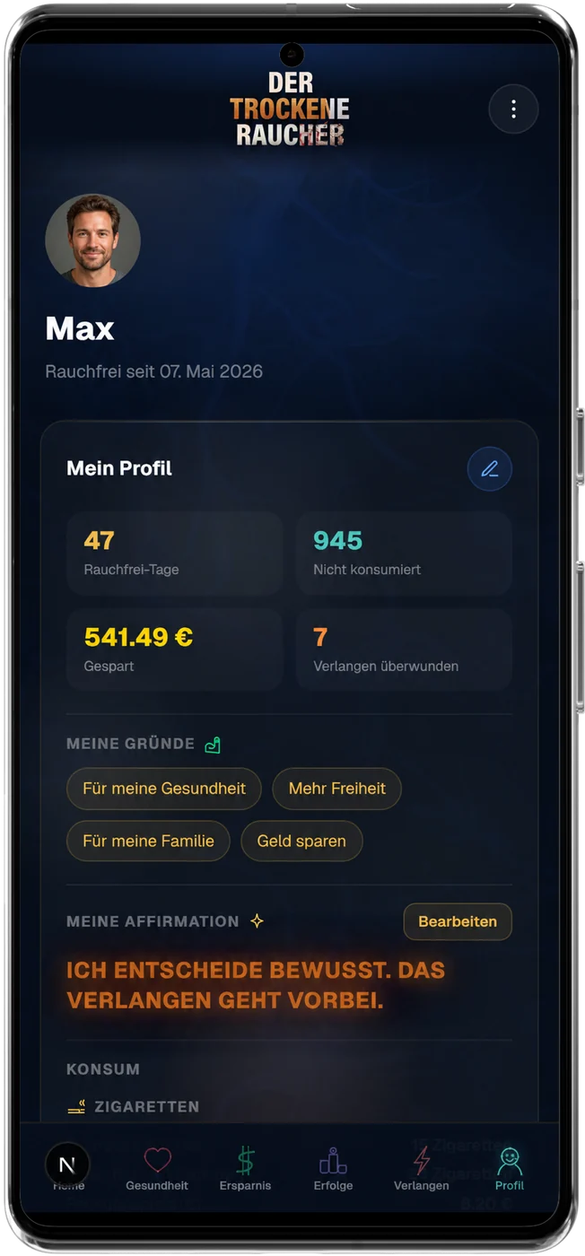 Persönliches Profil mit Gründen und Affirmation